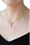 DAINTY PEARL NECKLACE - gold cream